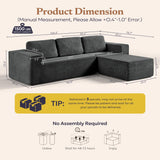 Furnify 106" Cloud Sectional Couch, Left/Right Facing Convertible Sofa with Deep Seat, L-Shape Modular Upholstered Foam Couch for Living Room Bedroom, No Assembly Required (Corduroy Fabric, Grey)
