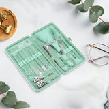 Teamkio 18pcs Manicure Set Pedicure Nail Clippers Set Travel Hygiene Kit Stainless Steel Professional Cutter Care Set Scissor Tweezers Knife Ear Pick Tools Grooming Kits with Leather Case