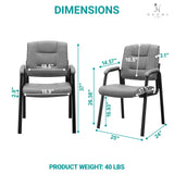 Naomi Home Faux Leather Guest Reception Chair with Armrests - Gray