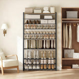 YATINEY 12-Tier Shoe Rack, 39.4" L Shoe Shelf for 54-60 Pairs of Shoes, Tall Shoe Storage Organizer with Metal Frame, Large Capacity Shoes Rack for Entryway, Closet, Rustic Brown and Black SS40BR