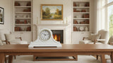 Vmarketingsite Mantel Clocks, Battery Operated, Silent Wood Table Clock with Westminster Chimes On The Hour, Solid Wooden Shelf Chiming Mantle Clock, 9" x 16" x 3" (White - Arabic Numerals)