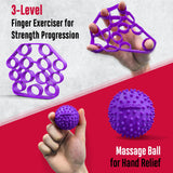 FitBeast Grip Strength Trainer, Hand Gripper Strengthener Kit - 6 Pack with Adjustable Resistance Forearm Strengthener, Forearm Exerciser and Massage Balls for Hand Therapy, Grip Training (Purple)