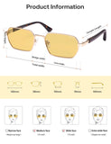 SOJOS Retro Rectangle Polarized 90s Sunglasses Women Men SJ1270 Gold/Yellow