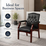 WDYLWFHW Black Leather Office Guest Chair for Reception Waiting Room