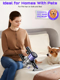 Cordless Vacuum Cleaner, 10 in 1 Stick Vacuum with Powerful Suction, Hose, Green LED Light, Anti-Tangle Brush, Lightweight Rechargeable Vacuum Cleaner for Home, Hardwood Floors,Pet Hair (Purple)
