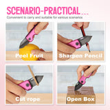 Pink Folding Pocket Knife Gifts for Women - Stocking Stuffers for Women, Small Multitool Box Cutter with 1.5inch Blade - Christmas Birthday Gifts - Edc Keychain Gadgets for Hiking, Camping, Fishing