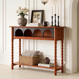 NKGIAG 100% Solid Wood Console Table for Entryway with 3-Tier Storage