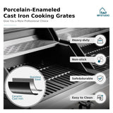 MFSTUDIO 3 In 1 Gas and Charcoal Grill Combo with Side Burner, Porcelain-Enameled Cast Iron Grate, Extra Large Dual-Function BBQ Propane Grills
