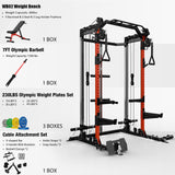 Mikolo Power Cage, 2000LB Power Rack with Independent Dual Pulley System, Multifunction Home Gym Workout Machine for Cable Crossover (Red Package) Mikolo