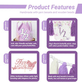 Purple Handmade Half Birthday Decorations, 6 Month Party Set with High Chair Banner, Hat & Cake Topper, Half Way to One Baby Girl Decorations Party for 1/2 Birthday Girl Photoshoot Props