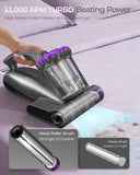 MayKing Mattress Vacuum Cleaner, 16kPa Pro Deep-Clean Bed Vacuum Cleaner with 33000 RPM/Min & 253.7nm UV-C Light, Handheld Vacuum with HEPA Filter, Ultrasonic & 149℉ Heat for Bed Sofa Crib, Model MV02