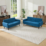 Tbfit Mid Century Modern Sofa Couch, Blue, Loveseat & Standard Sofa