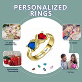 Oseew 14k white gold mothers ring mothers rings with 2 birthstones Customized 10k White gold 2 birthstone rings Personalized 14k White gold 2 birthstone rings