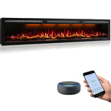 88" Electric Fireplace, Recessed/in-Wall or Wall Mounted, 80-90" Linear, Ultra-Narrow Frame, WiFi App + Alexa, 6 Flame & 13 Ember Colors, Log & Crystal Media, 1500W Heater