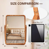 ZOROSY Desk Makeup Mirrors with Wood - Rectangle Wall-Mounted Mirrors Table Mirrors for Living Room Bedroom Birthday Gifts (10.5" L x 7.8" W)