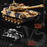 1/24 Remote Control Tank, 2.4Ghz Russian T-90 RC Tank & 330° Turret Rotation， 2× Rechargeable Batteries Army Toys for Boys, Infrared Battle Toy with Lights, Smoke and Sound Effect Gift for 4+ Kids.
