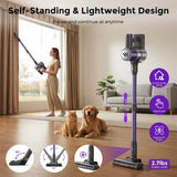 MBTTODF Cordless Vacuum Cleaner,Vacuum Cleaner for Home with Brushless Motor,Lightweight Stick Vacuum with Self-Standing and Touch Screen,Hardwood Floor Vacuum for Pet Hair,Carpets,Tile(Dark Purple)