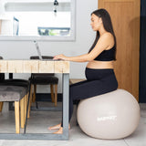BABYGO Birthing Ball - Pregnancy Yoga Labor & Exercise Ball & Book Set Trimester Targeting, Maternity Physio, Birth & Recovery Plan Included Anti Burst Eco Friendly (Oatmeal, 65cm - Manual)