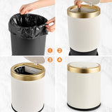 Pukomc Bathroom Trash Can with Lid，3.5 Gallon Motion Sensor Waterproof Touchless Garbage Can, Smart Plastic Trash Bins Suitable, Beige