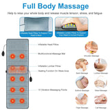 KOCASO Full Body Massage Mat with Heat with Inflatable Head Pillow Electric Vibration Massage Pad Back Massager for Chair 10 Motors 9 Modes 3 Heat Levels Lumbar Pillow for Women Men Home Office Gift
