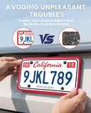 2 Pack Silicone License Plate Frames Black, Car Plate Frame Holder, Universal US Front & Rear Truck Frame Protector Mounting Kit Accessories, Rust Proof, Rattle Proof, Weather Proof (Red)