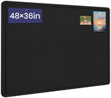 Large Cork Bulletin Board 48" x 36", Felt Pin Board, Black
