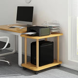 2-Tier Movable Printer Stand with Wheels - Compact CPU & Printer Shelf, Versatile Sofa Side Table & Small Coffee Table for Home Office, Space-Saving Design (L80xD30xH50cm)