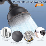 SonTiy Filtered Shower Head, All Metal Shower Filter Head For Hard Water Removes Chlorine, Improve Hair Skin, Adjustable High Pressure Water Softener Showerhead, 6 Inch, Oil Rubbed Bronze