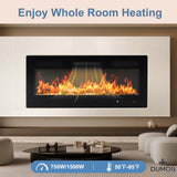 DUMOS 42" Freestanding Electric Fireplace, 1500W/750W Wall Mounted or Recessed Insert Fireplaces Heater with Remote Control,13 Adjustable Flame Color, 12H Timer, Touch Screen, Inky