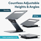 Ergonomic Adjustable Laptop Stand for Desk - Height Up to 20" Portable Computer Laptop Riser Holder