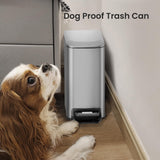 Cesun Small Bathroom Trash Can with Lid Soft Close, Step Pedal, 6 Liter