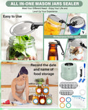 Mason Jar Vacuum Sealer Kit-Full-Automatic-Jar-Sealer-Vacuum-Sealing,3 in 1 Cordless Canning Jar Vacuum sealer with Wide&Regular Mouth Mason Lids/Reusable Vacuum Bags/Food Saver Vacuum Sealer for Jars