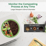 Electric Composter for Kitchen, Smart Compost Bin with Viewing Window Indoor Outdoor/Odorless/Low Noise/Auto-Cleaning, Compost Machine, Turn Food Waste into Fertilizer for Garden, Gift