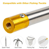 Cyfie Telescopic Fishing Gaff Flounder Gig, Stainless Steel Fishing Hunting Harpoon Pole with Spear Hook Barbed, Heavy Duty Frog Flounder Gig for Ice Fishing Saltwater Sea (9.4ft Long with 3-Prong)