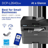 Brother DCP-L26 Series Wireless Monochrome 3-in-1 Laser Printer, 36 ppm in Black, 250 Sheets, Mobile Printing