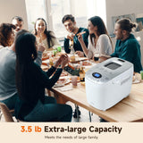 Davivy Bread Maker Machine with 2 Dough Kneading Paddles,15-in-1 Automatic Large Capacity Bread Machine Nonstick Bowl For Bread, Jam& Yogurt, 3 Loaf Sizes and 3 crust settings, 3.5LB, includes gloves