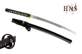Hand Forged Folded Steel Tomoe Crest Wakizashi, Full Tang Sword