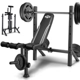 ANCHEER 900LBS Weight Bench Set with Squat Rack, Adjustable Bench Press Set with Leg Extension and Leg Curl, Flat Incline Decline Workout Bench for Home Gym Full Body Strength Training