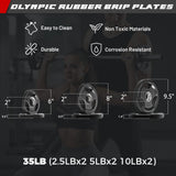 RitFit Barbell Weight Set - 4/6FT Olympic Barbell with Weight Plates (55-115LB Total) - Weightlifting Equipment for Squats, Curls, Deadlifts, Presses, Hip Thrusts 4FT Silver Bar with 35LB Plates