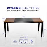 Premium Electric 71 x 30 inch Height Adjustable Memory Stand Up Desk, Black 4-Leg Quad Motor Frame