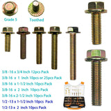 3/8" x 3/4" Flanged Hex Toothed Bolt by Color Zinc Plated, Alloy Steel,Grade 5.(12pcs Pack) by Metalsuberg