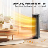 BREEZOME Space Heaters for Indoor Use, 1500W, with Thermostat, 24H Timer, 90° Oscillating, Quiet, Portable, PTC Ceramic, with Remote, Fast Safety Heat for Home Bedroom (BLACK)