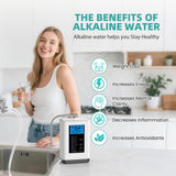 Curety Alkaline Water Ionizer Machine, Water Machine PH 4-10.5 for Alkaline & Acidic Water, 5 Titanium Plates, Up to -500mV ORP, 8,000L Filter, 7 Water Settings, Auto-Cleaning, Intelligent Voice
