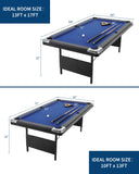 Garvee 6/7 Foot Pool Table, Folding Pool Table Includes Full Set of Billiard Balls, Portable Billiards Tables with 2 Cue Sticks, Chalk & Felt Brush for Family Game Room