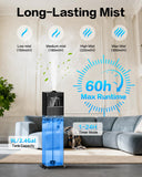 Cool Mist Humidifiers for Large Room, Ultrasonic 2.4Gal 9L Quiet Top-Fill, Easy Clean with Essential Oil Tray, 360°Nozzle, 4 Speed, Remote, 60H Runtime, for Baby, Adults, Plants, Home, House, Bedroom