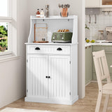 ARTPOWER 54" Kitchen Microwave Cabinet/Stand with Storage and Drawers, Pantry Storage Cabinet with Hutch & Adjustable Shelves for Kitchen, Dining Room, Living Room, Hallway in White