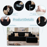 96" Boneless Couch for Living Room, Small Corduroy Cloud Sectional Sofa with L-Shape Chaise