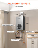 VEVOR Tankless Water Heater Propane, 4.3Gal Instant Water Heater, 100000 BTU, Silver Gray, Smart Temperature Control, Multiple Security Protections, Indoor Use for Whole House
