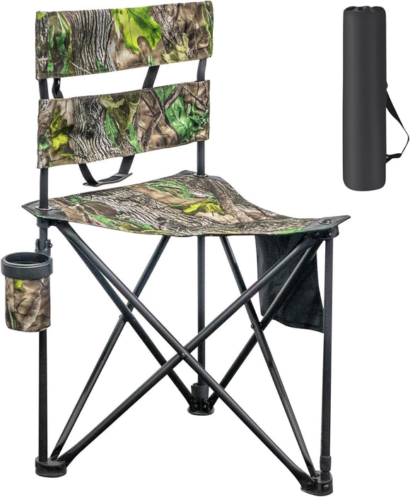 WTVIDAS Extra Large Tripod Chair with Backrest Portable Hunting Chair Folding Fishing Chair with Cup Holder for Camping, Hiking, Outdoor WTVIDAS