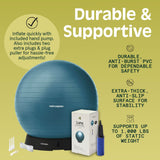 Retrospec Luna Exercise Ball with Pump - Anti-Burst Fitness Equipment for Yoga, Core Training & Stability - Home Gym Swiss Ball for Office & Pregnancy